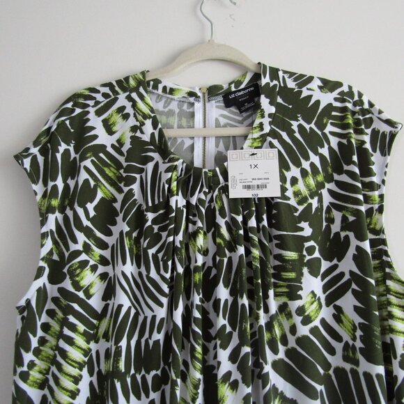 Liz Clairborne Career Women's Printed Top 1X Green Work Office Business Office - Picture 2 of 10